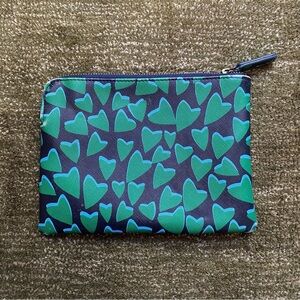 Anthropologie Green and Black Geometric Cosmetic Bag